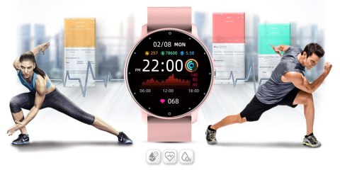 Smartwatch Damski Gravity GT1-1 Różowe Złoto/Różowy
