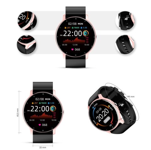 Smartwatch Damski Gravity GT1-2 Różowe Złoto/Czarny