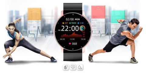 Smartwatch Damski Gravity GT1-2 Różowe Złoto/Czarny