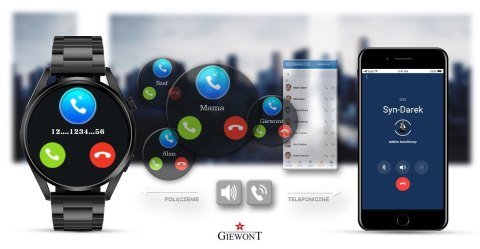 Smartwatch GIEWONT Vertex GW450-2 Czarny + Skórzany Pasek