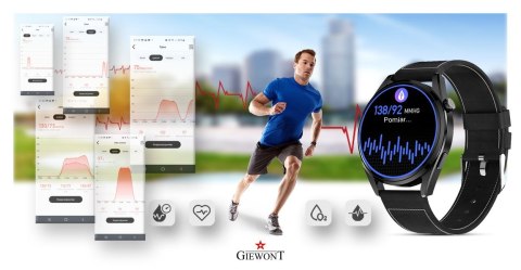 Smartwatch GIEWONT Vertex GW450-2 Czarny + Skórzany Pasek