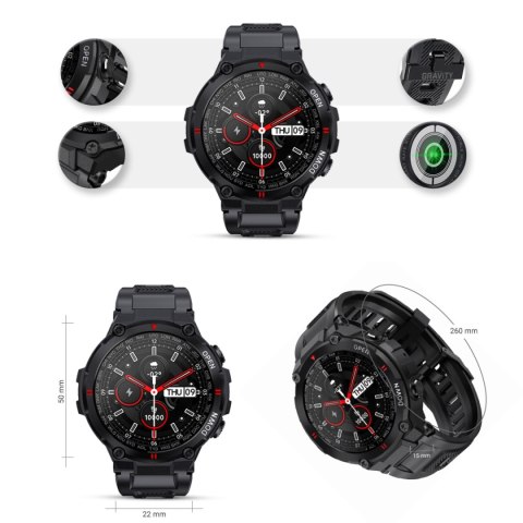 Smartwatch Gravity GT7-1 Czarny silikonowy