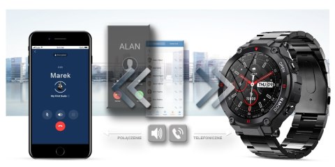 Smartwatch Gravity GT7-2 - Czarny z czarną bransoletą
