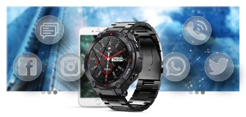 Smartwatch Gravity GT7-2 - Czarny z czarną bransoletą