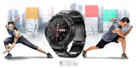 Smartwatch Gravity GT7-2 - Czarny z czarną bransoletą