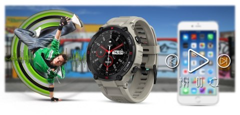 Smartwatch Gravity GT7-4 Szaro-Czarny z Paskiem Silikonowym