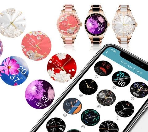 Smartwatch Damski Rubicon RNCE82 Różowe Złoto z Bransoletą