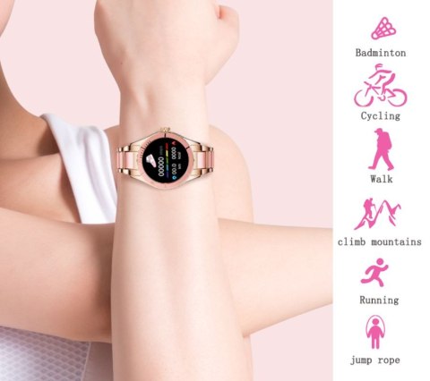 Smartwatch Damski Rubicon RNCE82 Różowe Złoto z Bransoletą