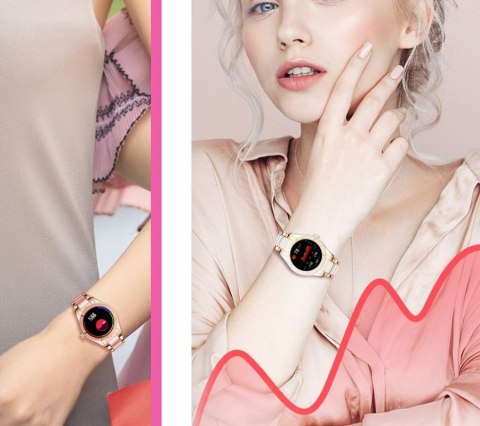 Smartwatch Damski Rubicon RNCE82 Różowe Złoto z Bransoletą