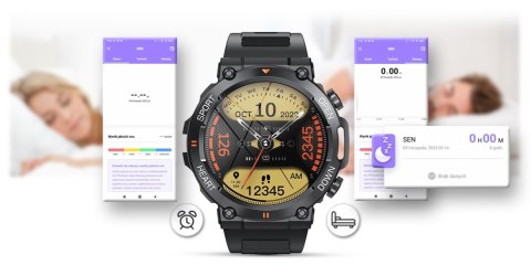 Smartwatch Gravity GT7-1 PRO - Czarny, silikonowy pasek
