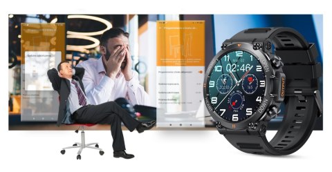 Smartwatch Gravity GT7-1 PRO - Czarny, silikonowy pasek