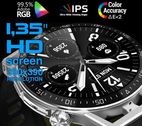 Smartwatch Rubicon RNCE88-1 z wymiennym paskiem silikonowym i skórzanym
