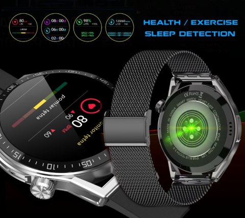 Smartwatch Rubicon RNCE88-1 z wymiennym paskiem silikonowym i skórzanym