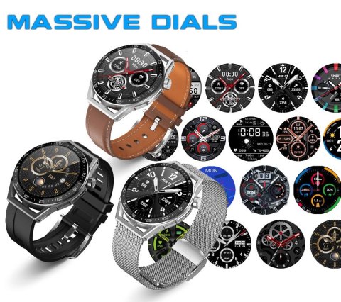 Smartwatch Rubicon RNCE88-1 z wymiennym paskiem silikonowym i skórzanym