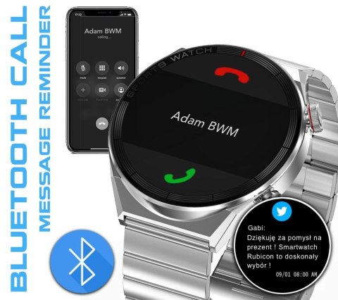Smartwatch Rubicon RNCE99 Black z bransoletą i paskiem silikonowym