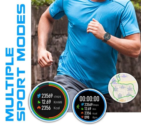 Smartwatch Rubicon RNCE99 Black z bransoletą i paskiem silikonowym