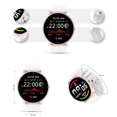 Smartwatch Damski Gravity GT1-7 Różowe Złoto/Biały
