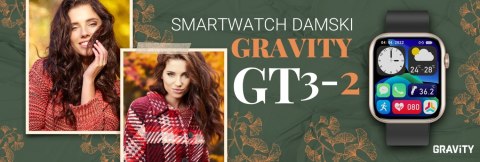 Smartwatch Damski Gravity GT3-2 Różowe Złoto - Czarny