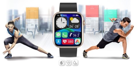Smartwatch Damski Gravity GT3-2 Różowe Złoto - Czarny