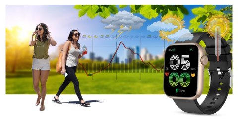 Smartwatch Damski Gravity GT3-2 Różowe Złoto - Czarny