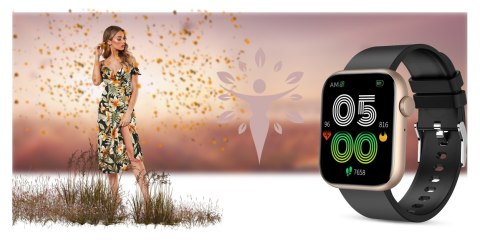 Smartwatch Damski Gravity GT3-2 Różowe Złoto - Czarny