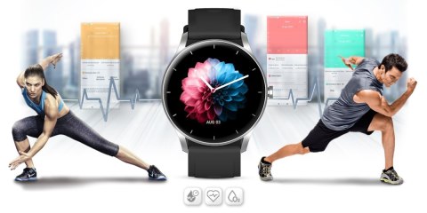 Smartwatch Gravity GT2-6 Srebrno-Czarny