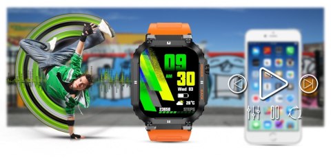 Smartwatch Gravity GT6-3 - Pomarańczowy pasek