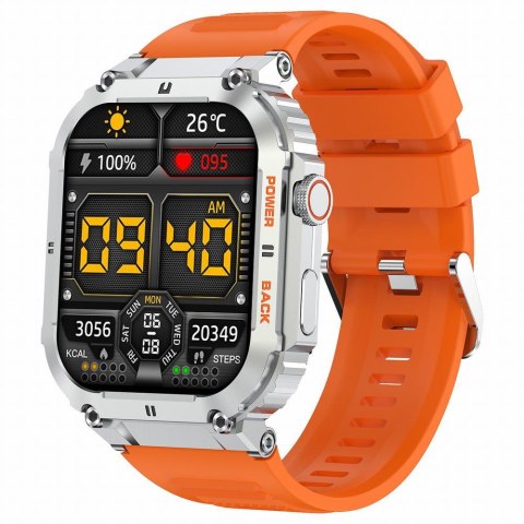 Smartwatch Gravity GT6-4 - Srebrny z pomarańczowym paskiem