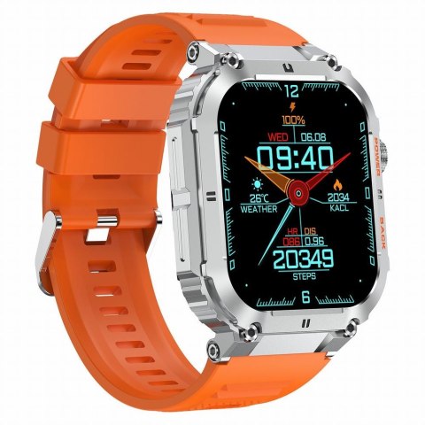 Smartwatch Gravity GT6-4 - Srebrny z pomarańczowym paskiem