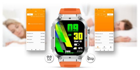 Smartwatch Gravity GT6-4 - Srebrny z pomarańczowym paskiem
