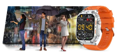 Smartwatch Gravity GT6-4 - Srebrny z pomarańczowym paskiem