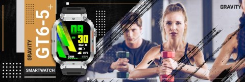 Smartwatch Gravity GT6-5 Srebrny z czarnym paskiem