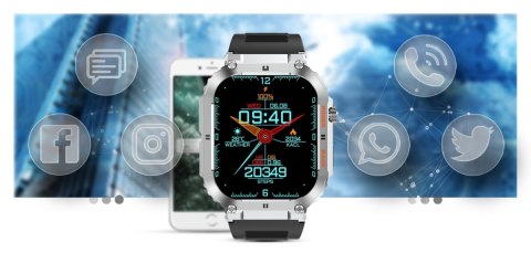 Smartwatch Gravity GT6-5 Srebrny z czarnym paskiem