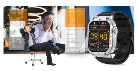 Smartwatch Gravity GT6-5 Srebrny z czarnym paskiem