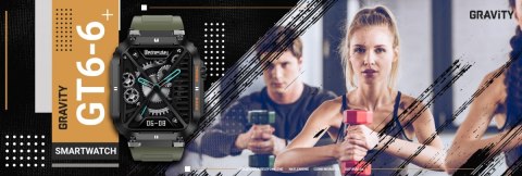 Smartwatch Gravity GT6-6 Czarny z zielonym paskiem