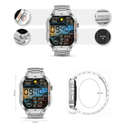 Smartwatch Gravity GT6-7 Srebrny na bransolecie
