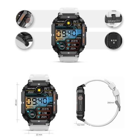 Smartwatch Gravity GT6-8 Czarny z białym paskiem