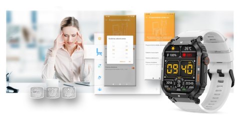 Smartwatch Gravity GT6-8 Czarny z białym paskiem