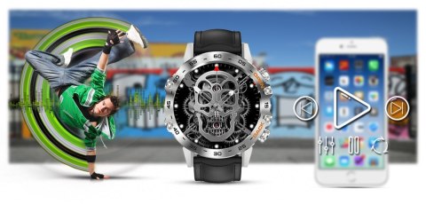 Smartwatch Gravity GT9-6 Srebrny z czarnym paskiem