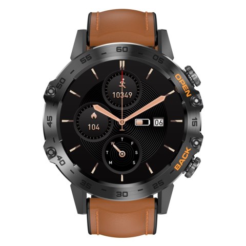 Smartwatch Gravity GT9-7 Czarny z brązowym paskiem