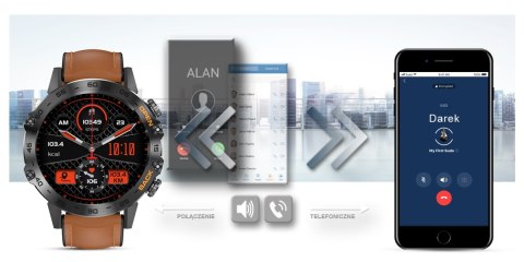 Smartwatch Gravity GT9-7 Czarny z brązowym paskiem