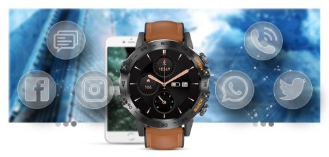 Smartwatch Gravity GT9-7 Czarny z brązowym paskiem