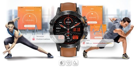 Smartwatch Gravity GT9-7 Czarny z brązowym paskiem