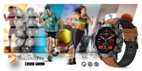 Smartwatch Gravity GT9-7 Czarny z brązowym paskiem
