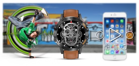 Smartwatch Gravity GT9-7 Czarny z brązowym paskiem