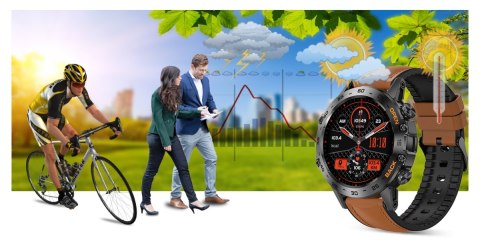 Smartwatch Gravity GT9-7 Czarny z brązowym paskiem