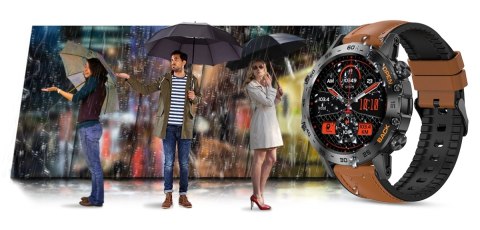 Smartwatch Gravity GT9-7 Czarny z brązowym paskiem