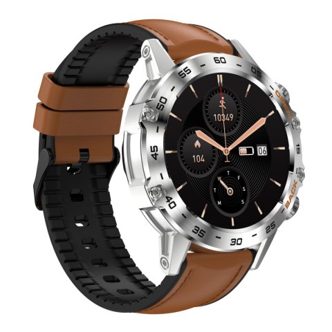 Smartwatch Gravity GT9-8 Srebrny z brązowym paskiem