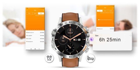Smartwatch Gravity GT9-8 Srebrny z brązowym paskiem