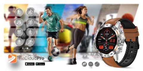 Smartwatch Gravity GT9-8 Srebrny z brązowym paskiem